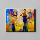 blue yellow and orange modern abstract art on canvas