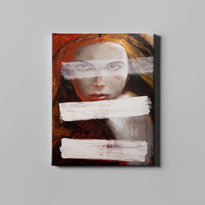 red and orange hair woman figurative art on canvas