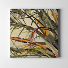 Load image into Gallery viewer, green and orange tropical leaves nature art on canvas
