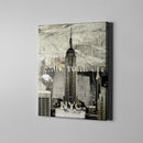 white empire state building urban art on canvas