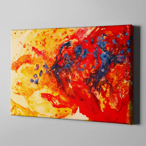 yellow and red modern abstract art on canvas