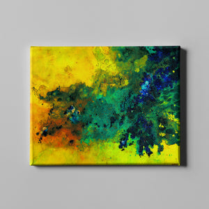 dark green and yellow modern abstract art on canvas