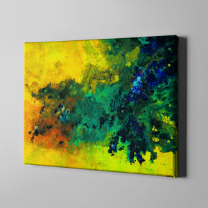 dark green and yellow modern abstract art on canvas