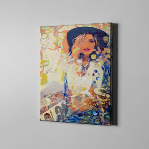 abstract cowgirl art on canvas