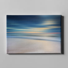 Load image into Gallery viewer, blue and white beach sunrise modern art on canvas
