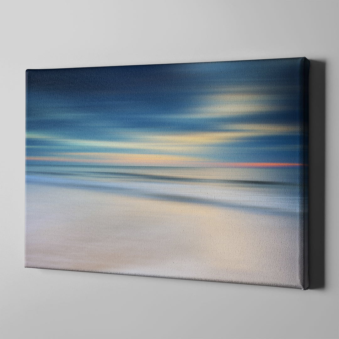 blue and white beach sunrise modern art on canvas