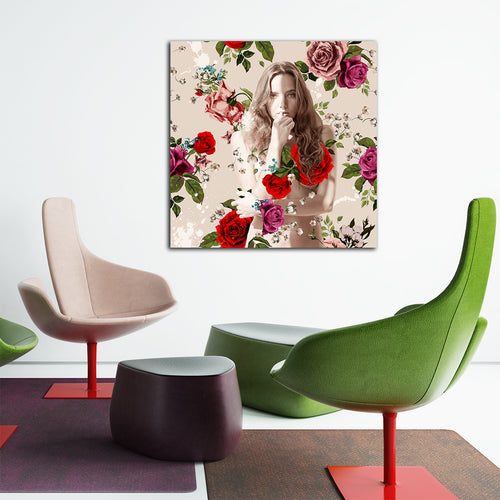 red and pink roses figurative art on canvas