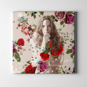 red and pink roses figurative art on canvas