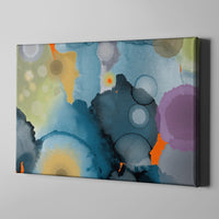 blue yellow and gray water color painting on canvas