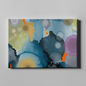 blue yellow and gray water color painting on canvas
