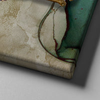 beige teal and gold abstract art on canvas