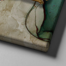 Load image into Gallery viewer, beige teal and gold abstract art on canvas
