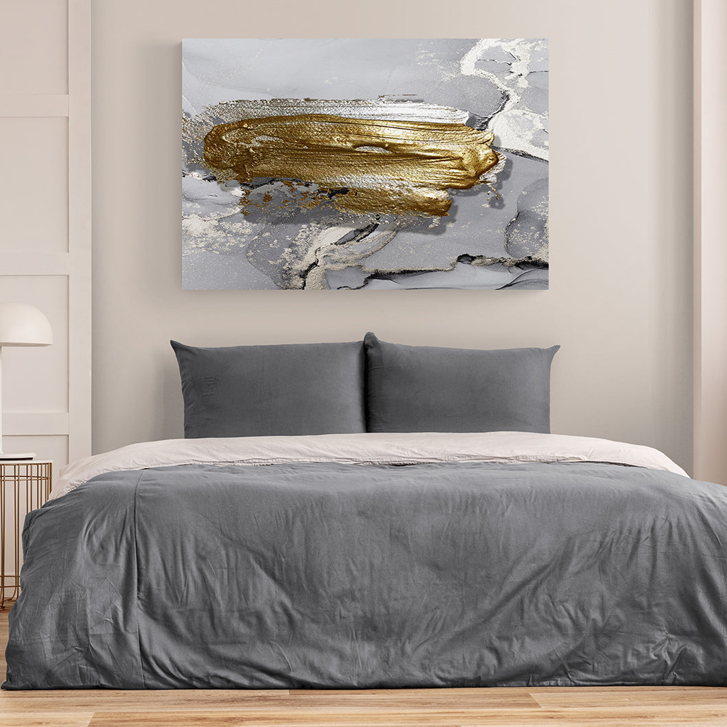 silver white and gold abstract art on canvas