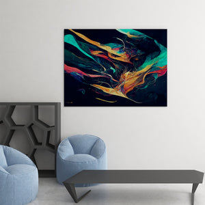 blue flowing modern abstract art on canvas