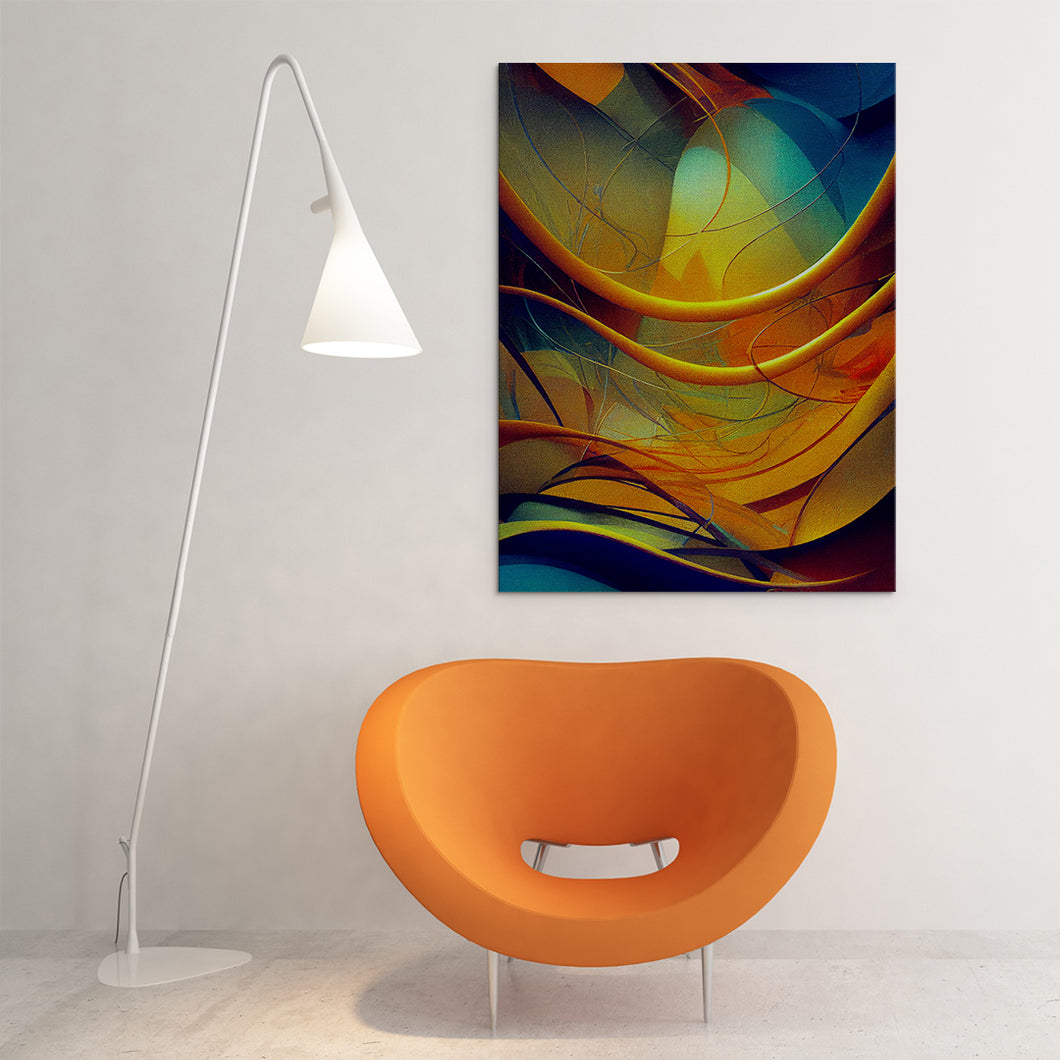 orange blue yellow modern abstract on canvas