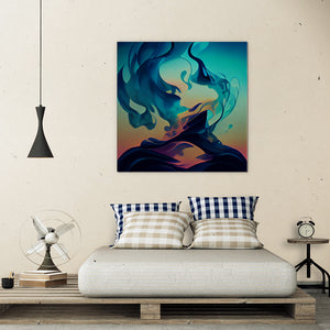 blue and orange smoke abstract art on canvas