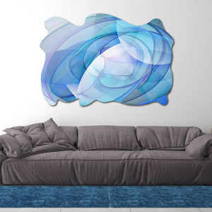 blue and white dreamy abstract art on cut acrylic