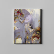 Load image into Gallery viewer, gray figure with abstract flower art on canvas
