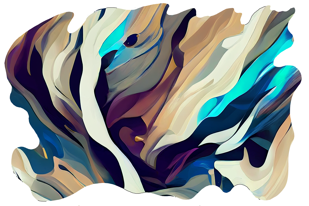 blue white and black modern abstract art on cut acrylic