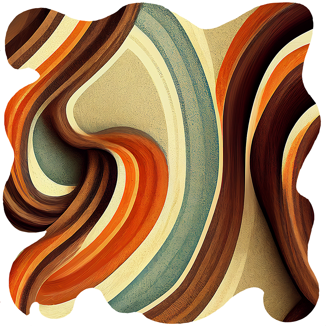 orange and brown retro abstract art on cut acrylic