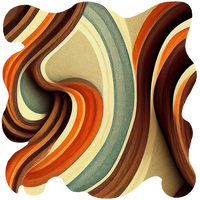 orange and brown retro abstract art on cut acrylic