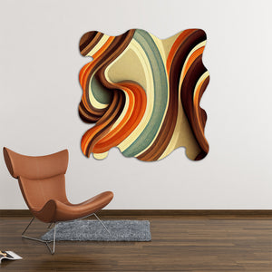 orange and brown retro abstract art on cut acrylic