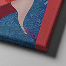 red and blue modern abstract art on canvas