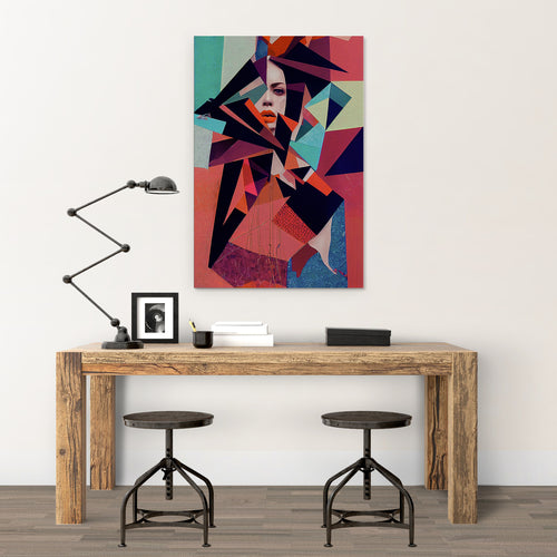 red and blue modern abstract art on canvas