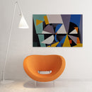 gray blue and yellow modern abstract art on canvas