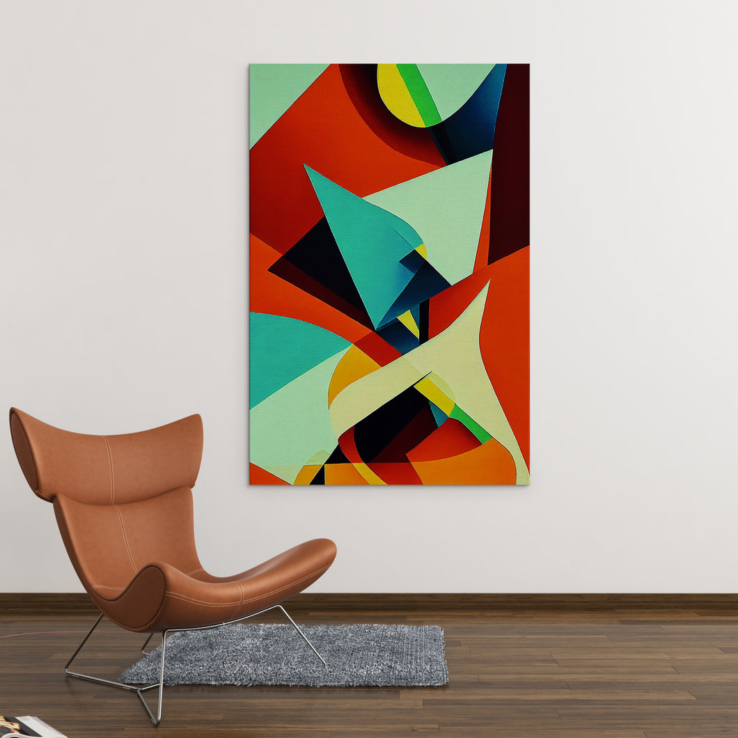 red teal and green modern abstract art on canvas