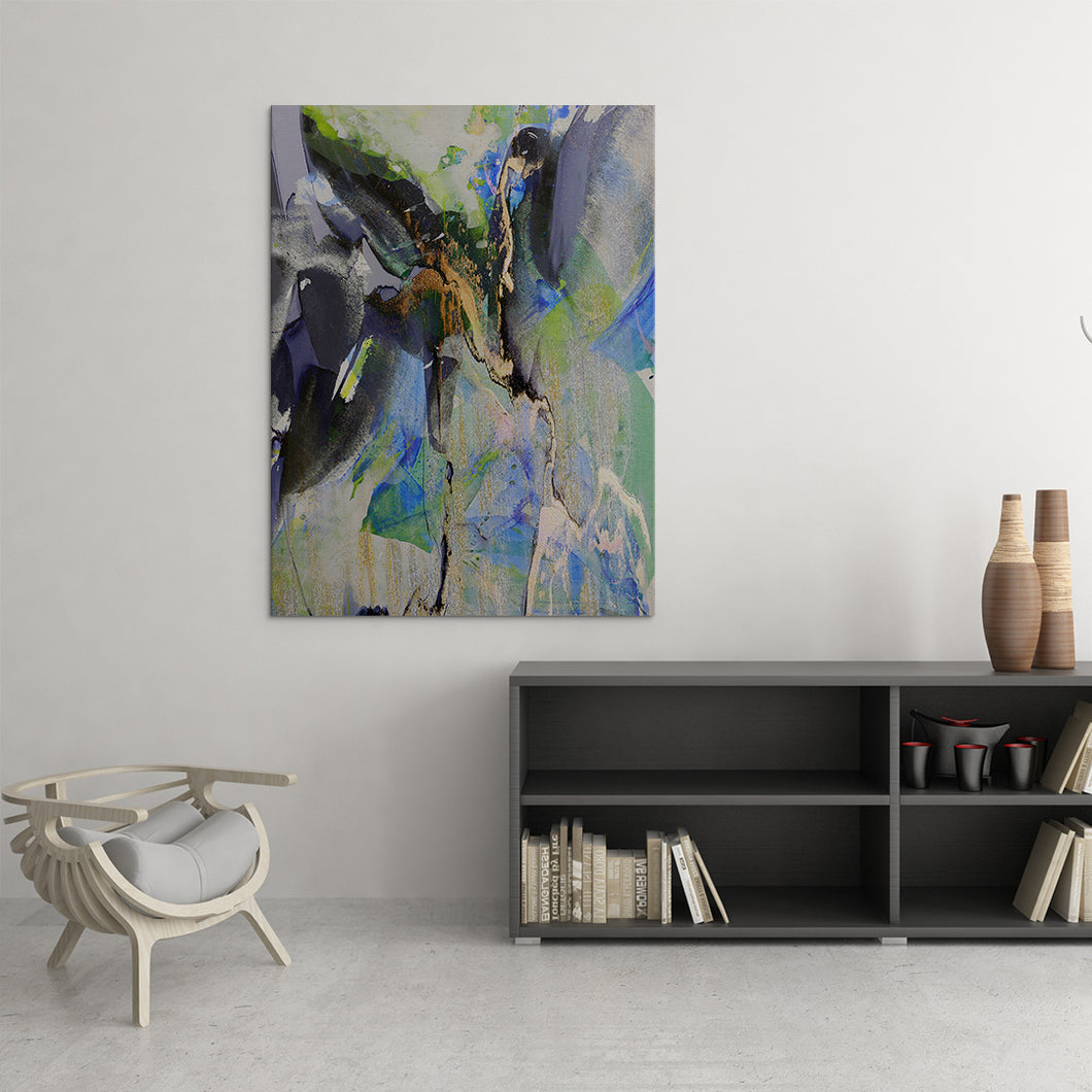 black green and blue modern abstract art on canvas