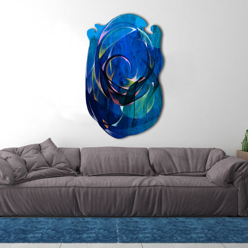 dark blue swirl modern abstract art on cut acrylic