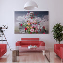 buddha with flowers art on canvas