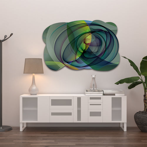 dark green swirls modern abstract art on cut acrylic