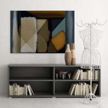 Load image into Gallery viewer, blue brown and orange abstract modern art on canvas
