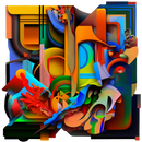 colorful modern abstract art on cut acrylic