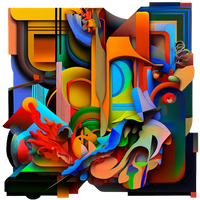 colorful modern abstract art on cut acrylic