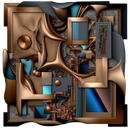 brown blue and black modern abstract art on cut acrylic