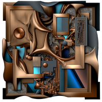 brown blue and black modern abstract art on cut acrylic