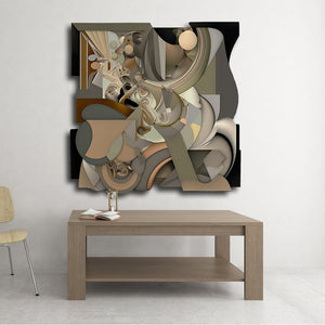 gray modern abstract art on cut acrylic