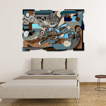 Load image into Gallery viewer, blue and brown modern abstract on cut acrylic
