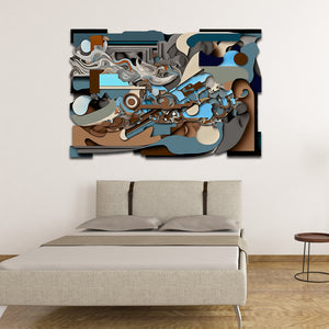 blue and brown modern abstract on cut acrylic