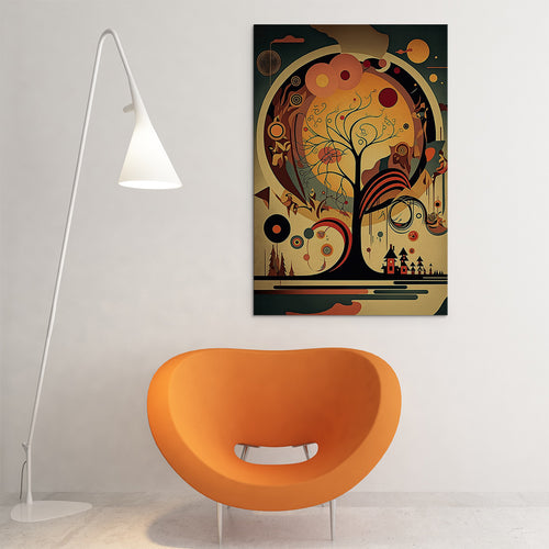 orange mythical town art on canvas