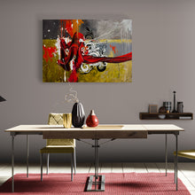 Load image into Gallery viewer, red yellow and gray abstract art on canvas
