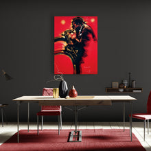 Load image into Gallery viewer, black and red saxophone man jazz art on canvas
