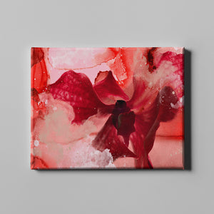 pink and red flower abstract art on canvas