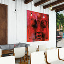 red buddha art on canvas