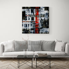 Load image into Gallery viewer, black white and red modern abstract art on canvas
