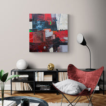 Load image into Gallery viewer, red white and black modern abstract art on canvas
