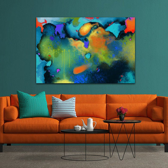 Aqua Orange Abstract Blast
